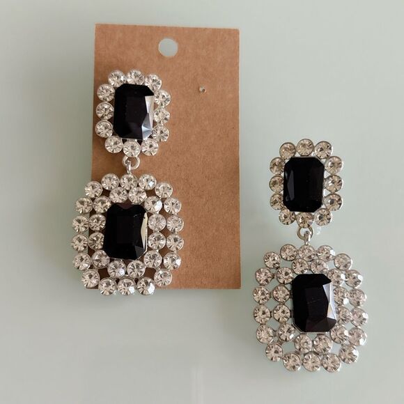 Elegant Black and silver Earrings A1116 - Picture 4 of 4